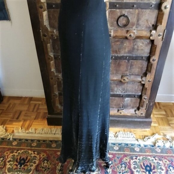 Vintage 90s black silver metallic dress great back - Picture 14 of 16